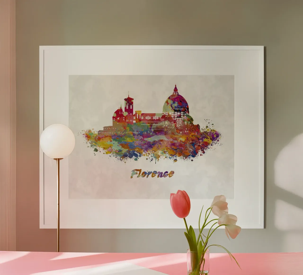 Lo skyline di Firenze in acquerello carta hahnemühle da ARTVI-SHOP