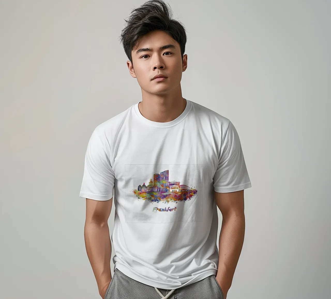 Lo skyline di Francoforte in acquerello t-shirt da ARTVI-SHOP