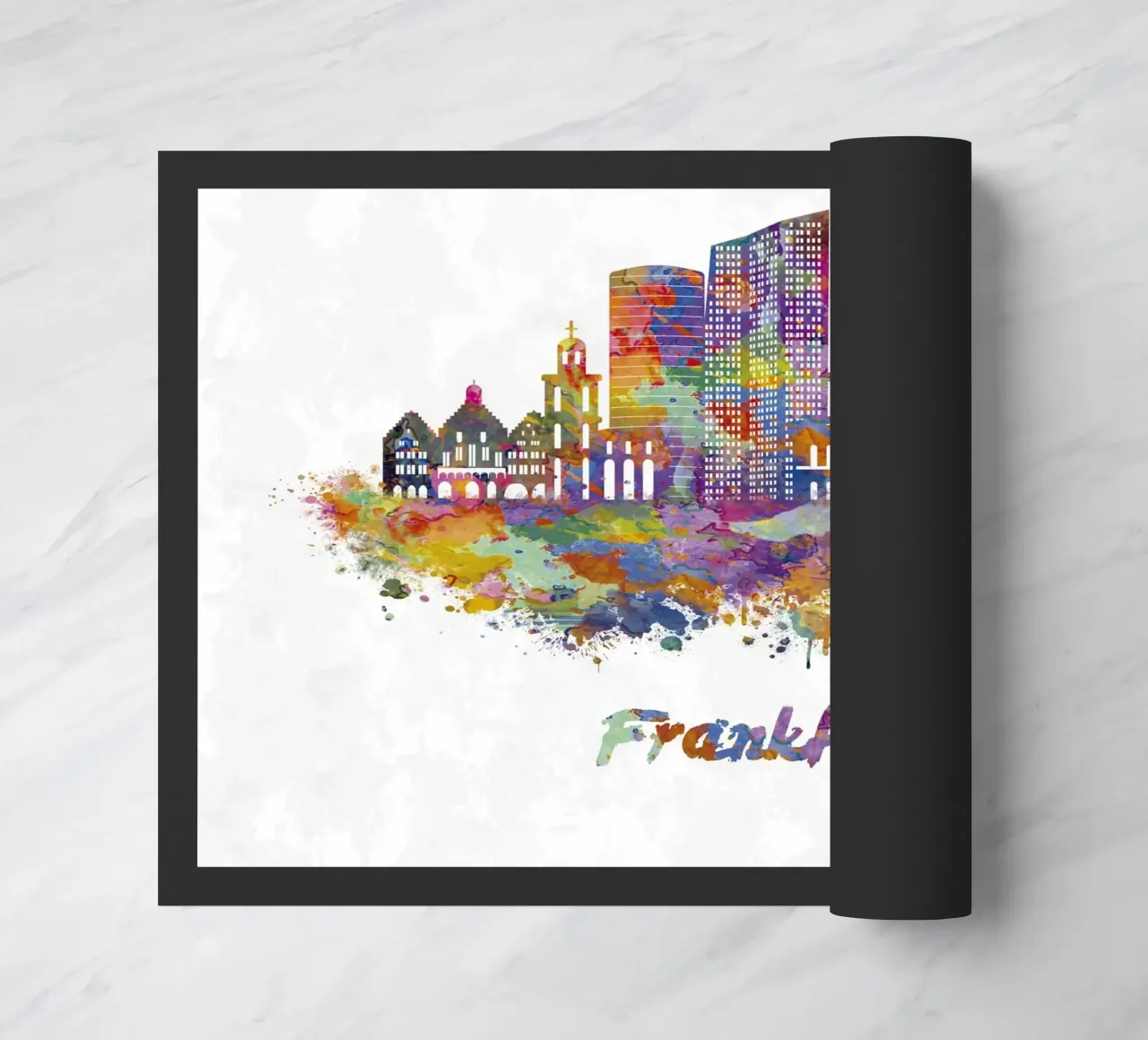 Lo skyline di Francoforte in acquerello zerbino da ARTVI-SHOP