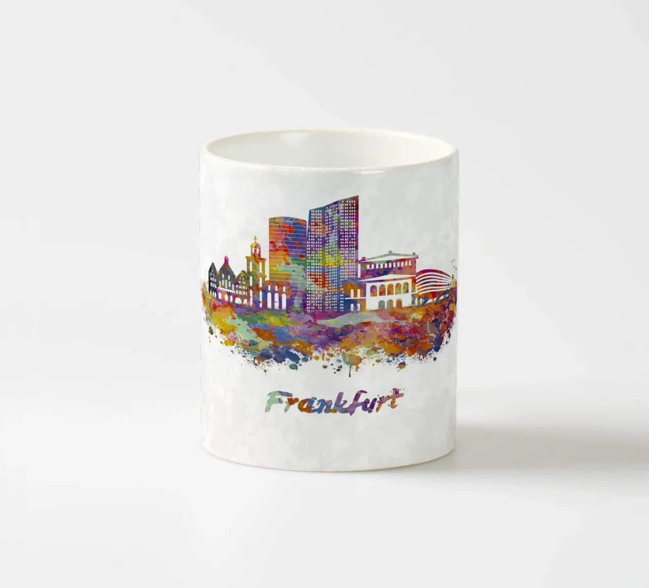 Lo skyline di Francoforte in acquerello tazza in ceramica da ARTVI-SHOP