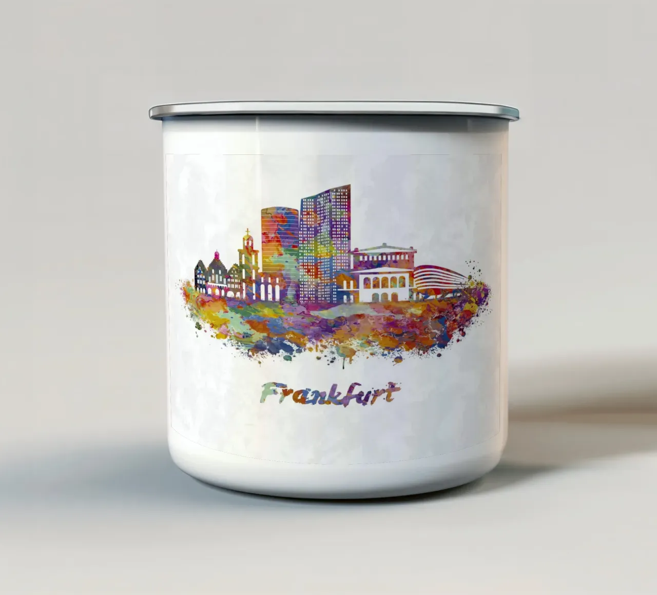 Lo skyline di Francoforte in acquerello tazza in smalto da ARTVI-SHOP