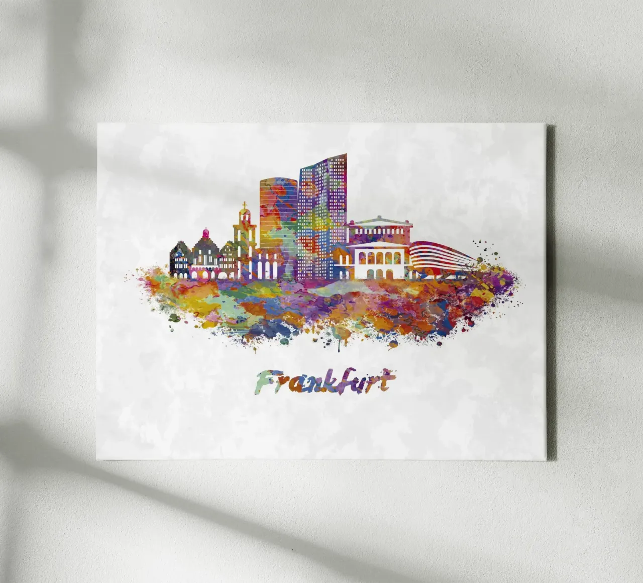 Frankfurt skyline in watercolor canvas by 🎁 ARTVI-SHOP