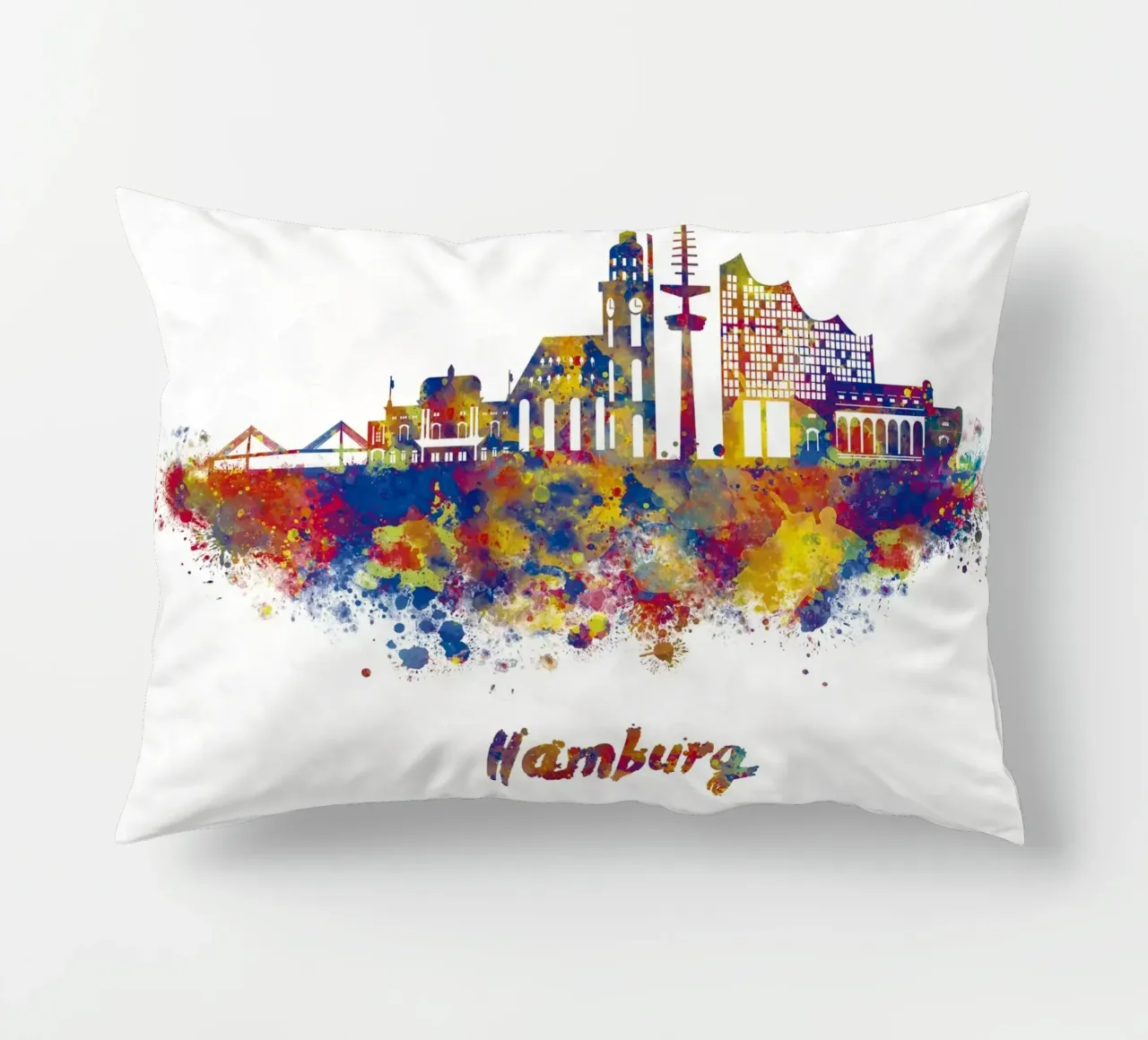 Lo skyline di Amburgo in acquerello cuscino da ARTVI-SHOP