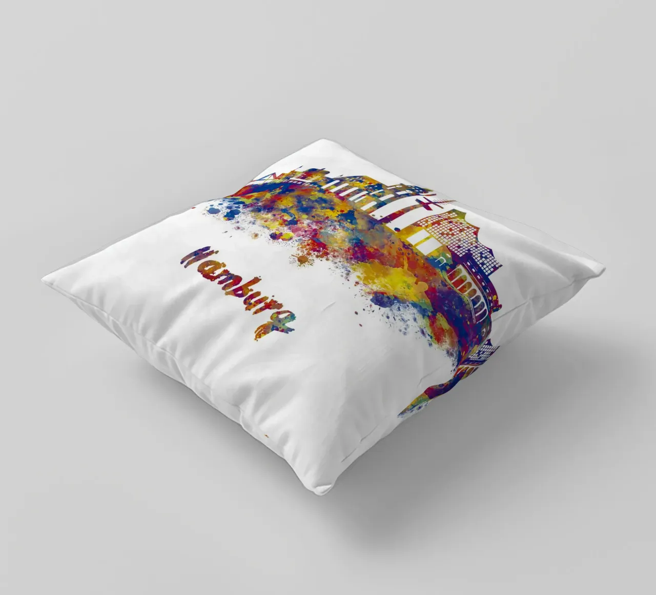 Lo skyline di Amburgo in acquerello cuscino da ARTVI-SHOP