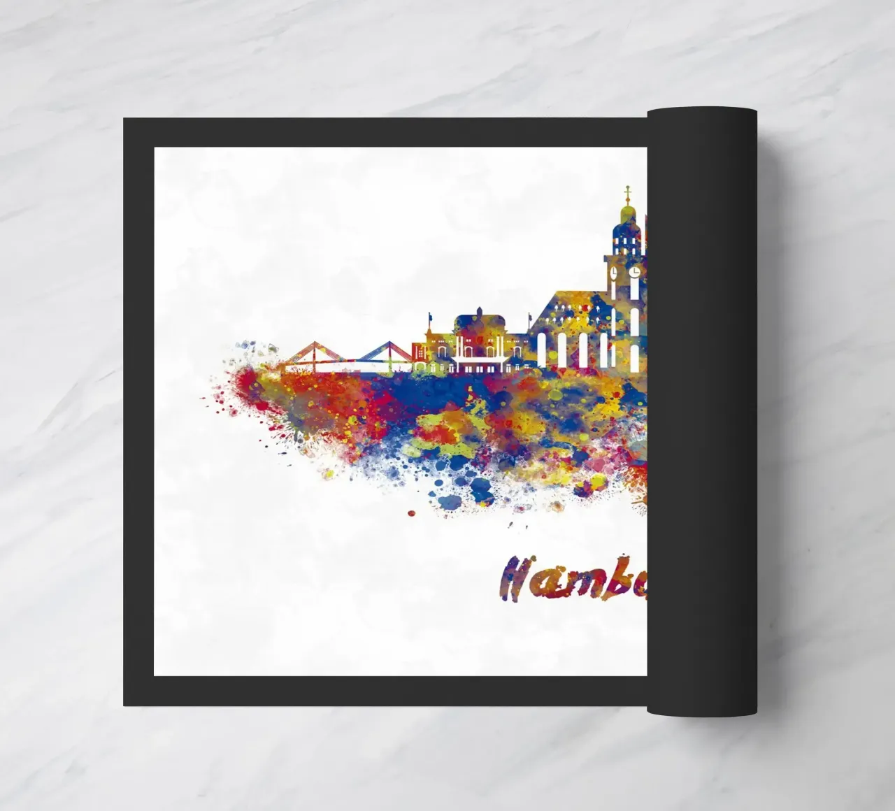 Lo skyline di Amburgo in acquerello zerbino da ARTVI-SHOP