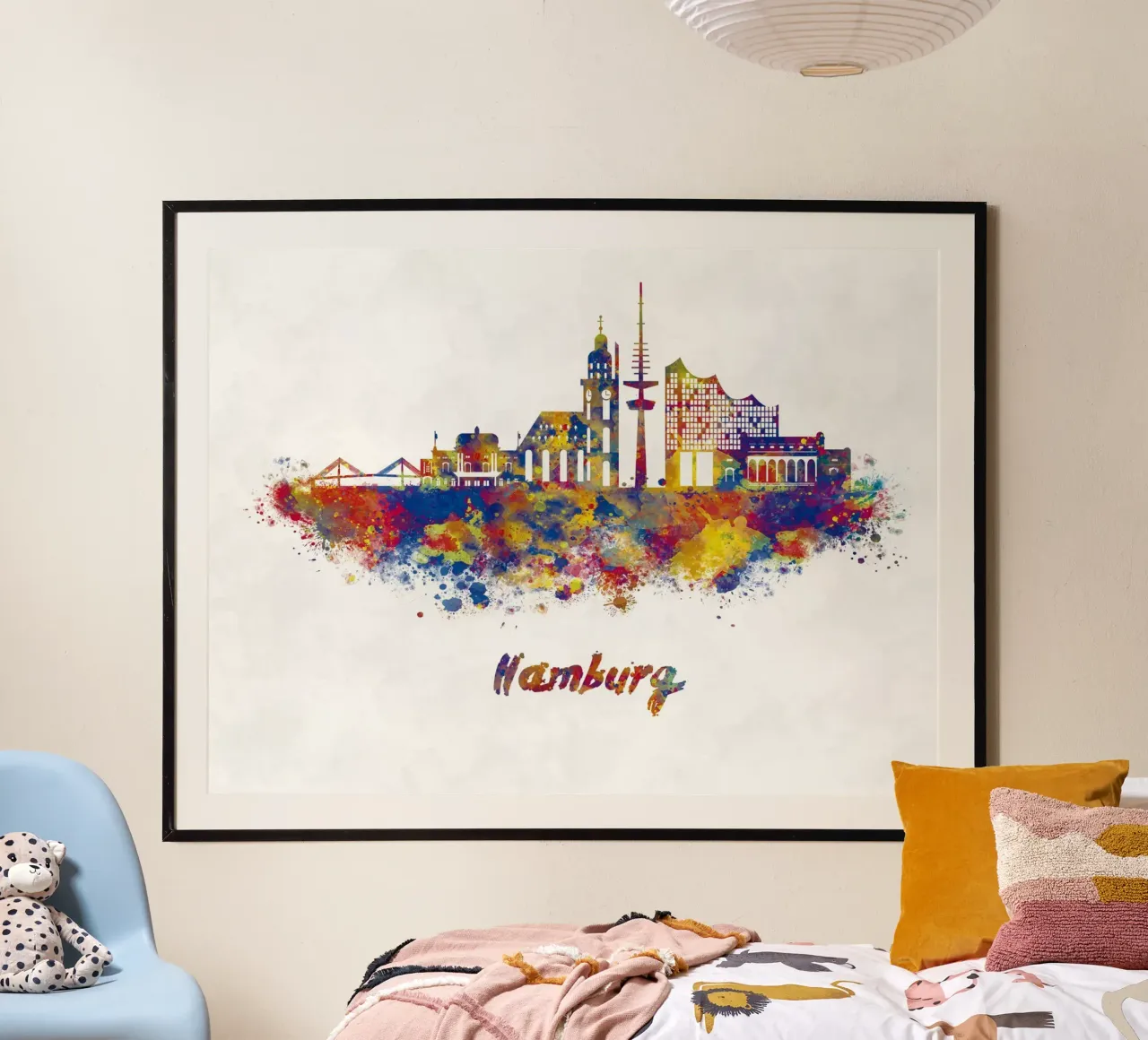 Lo skyline di Amburgo in acquerello carta hahnemühle da ARTVI-SHOP