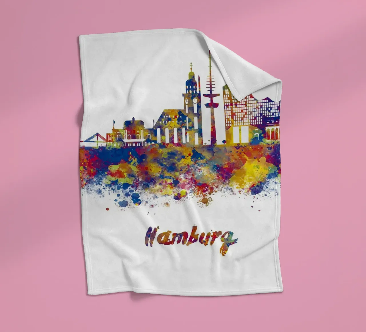 Lo skyline di Amburgo in acquerello coperta in pile da ARTVI-SHOP