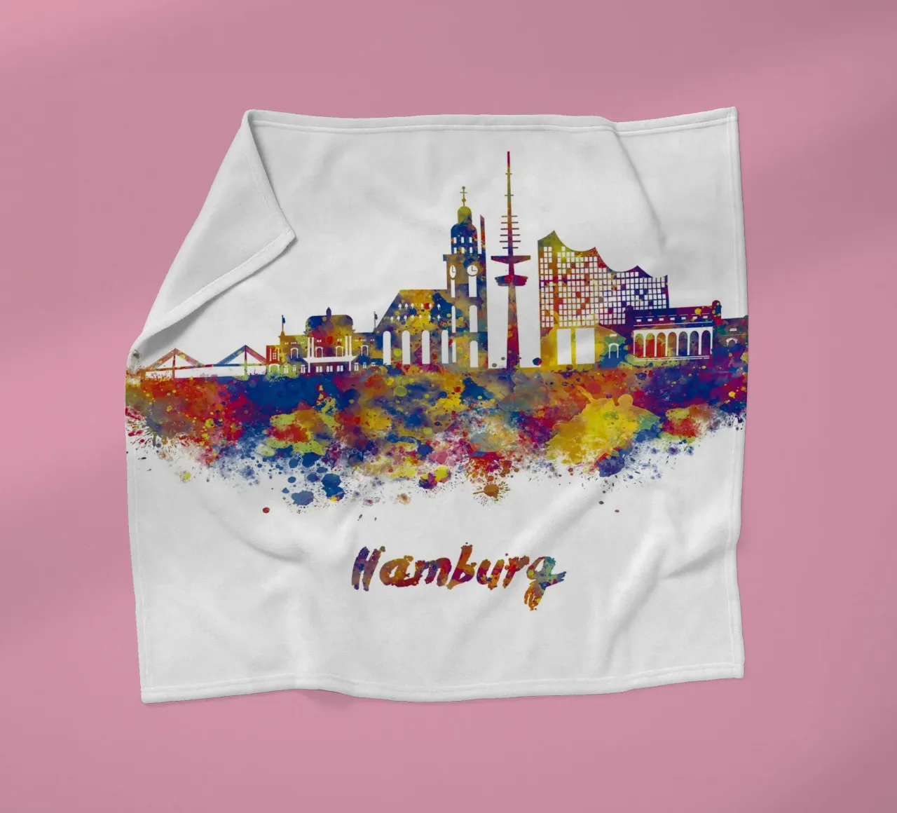 Lo skyline di Amburgo in acquerello coperta in pile da ARTVI-SHOP