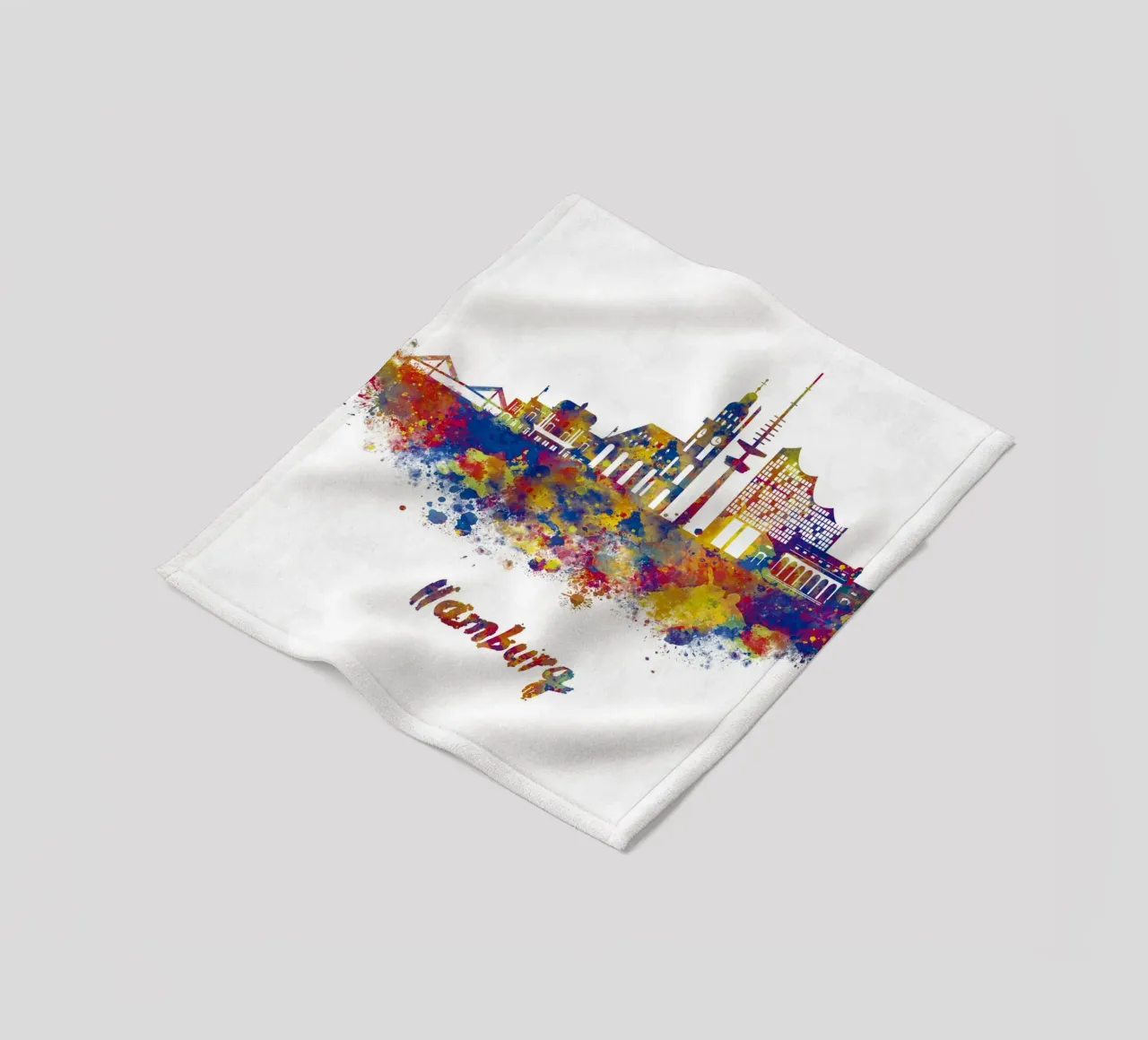 Lo skyline di Amburgo in acquerello coperta in pile da ARTVI-SHOP