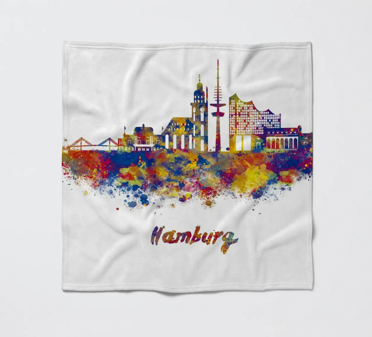 Lo skyline di Amburgo in acquerello coperta in pile da ARTVI-SHOP