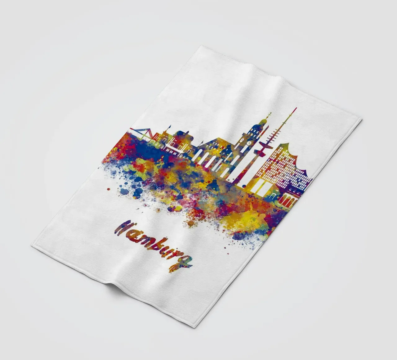 Lo skyline di Amburgo in acquerello coperta in pile da ARTVI-SHOP