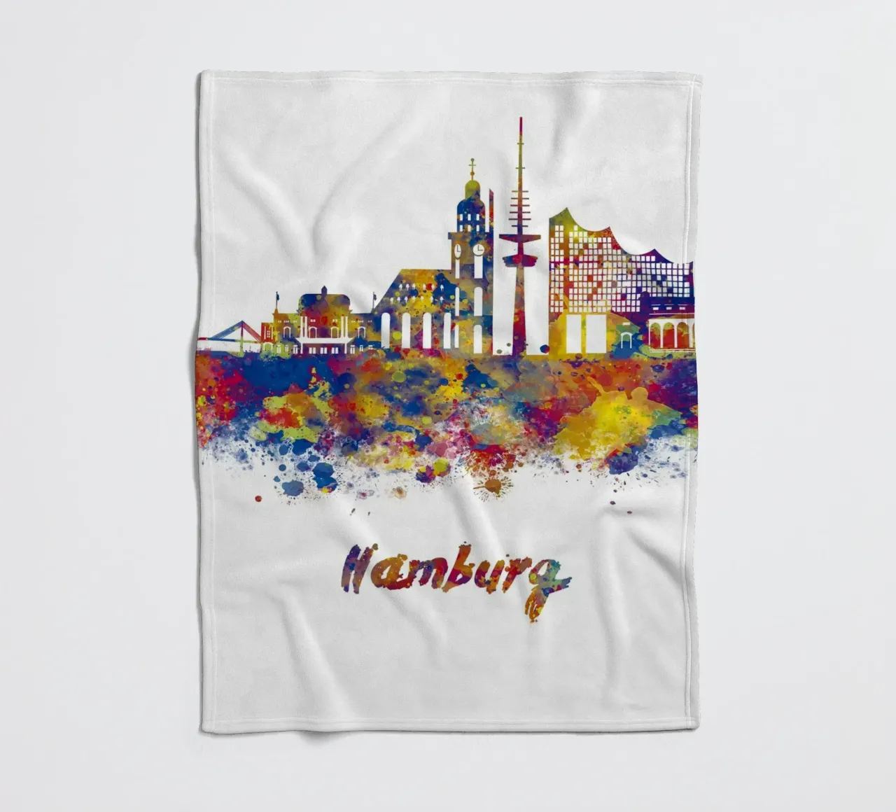 Lo skyline di Amburgo in acquerello coperta in pile da ARTVI-SHOP