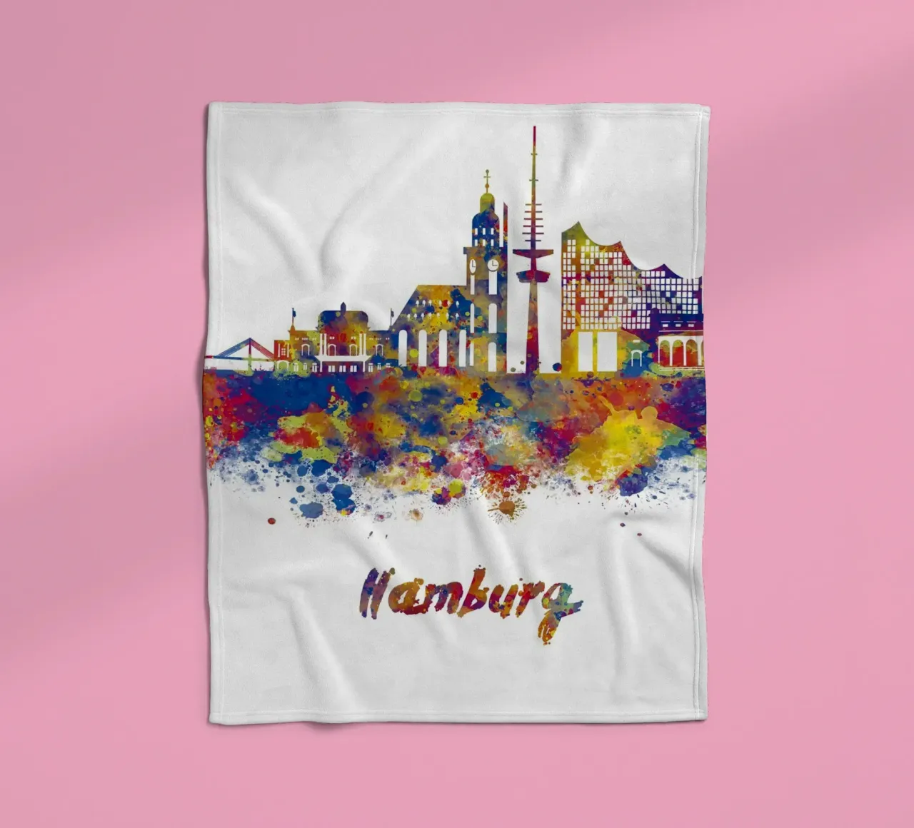 Lo skyline di Amburgo in acquerello coperta in pile da ARTVI-SHOP