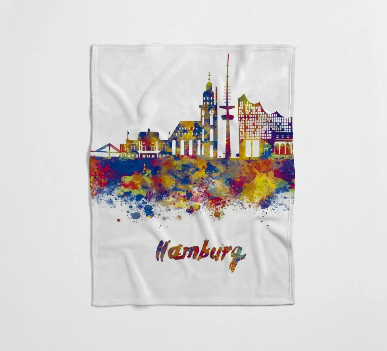 Lo skyline di Amburgo in acquerello coperta in pile da ARTVI-SHOP