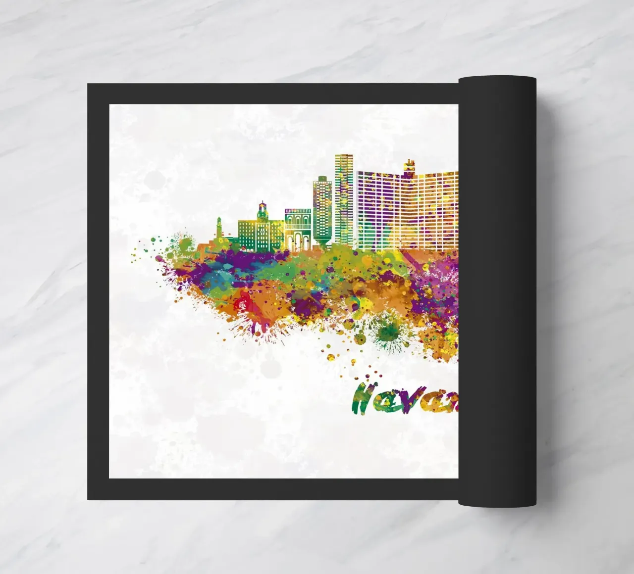 Lo skyline dell'Avana in acquerello zerbino da ARTVI-SHOP