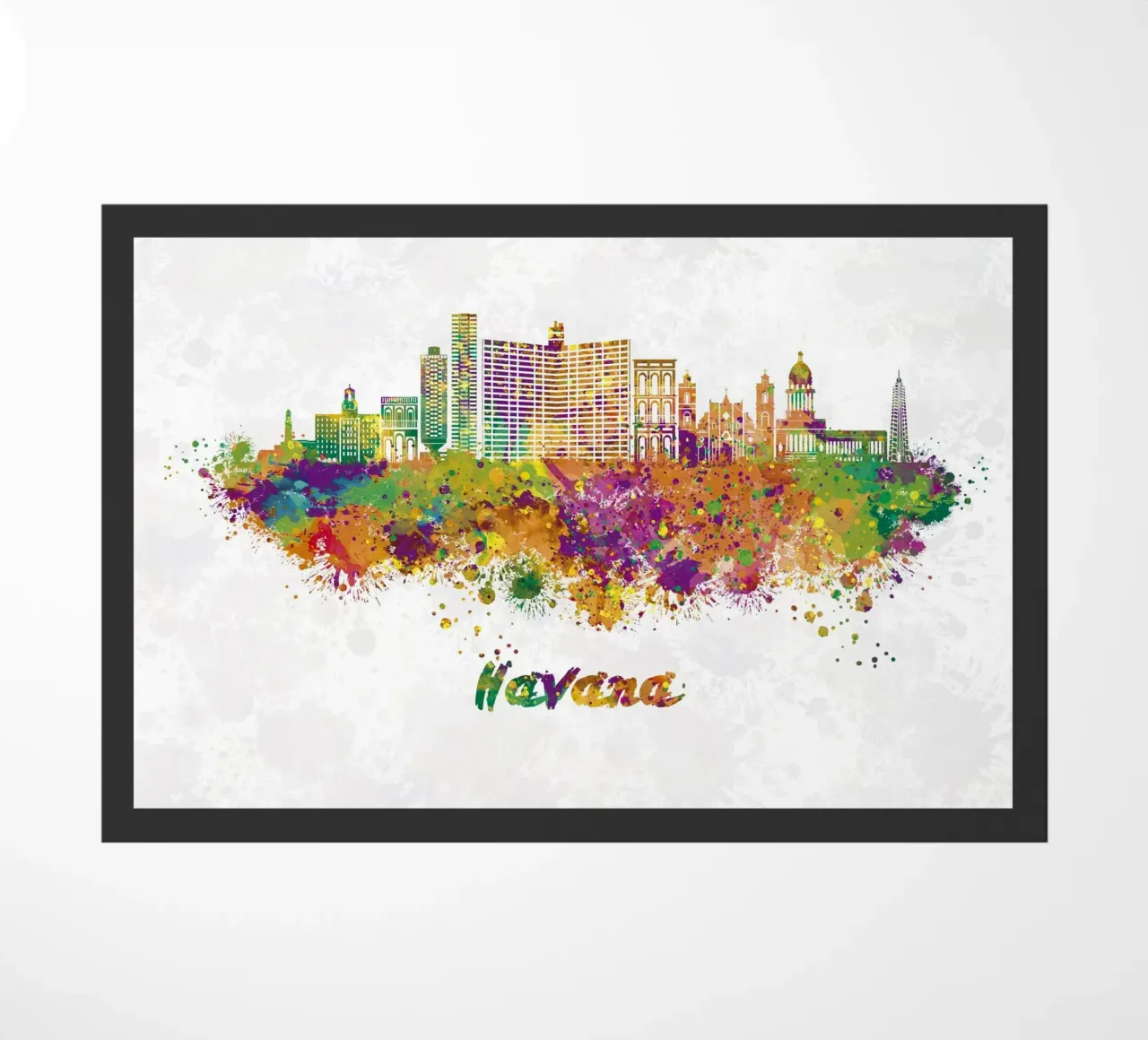 Lo skyline dell'Avana in acquerello zerbino da ARTVI-SHOP