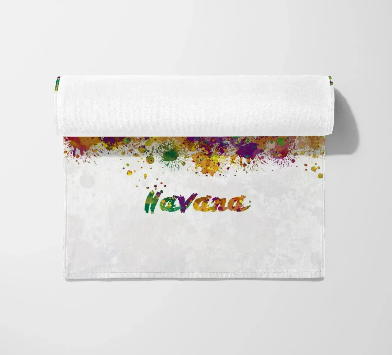 Lo skyline dell'Avana in acquerello telo mare da 🎁 ARTVI-SHOP