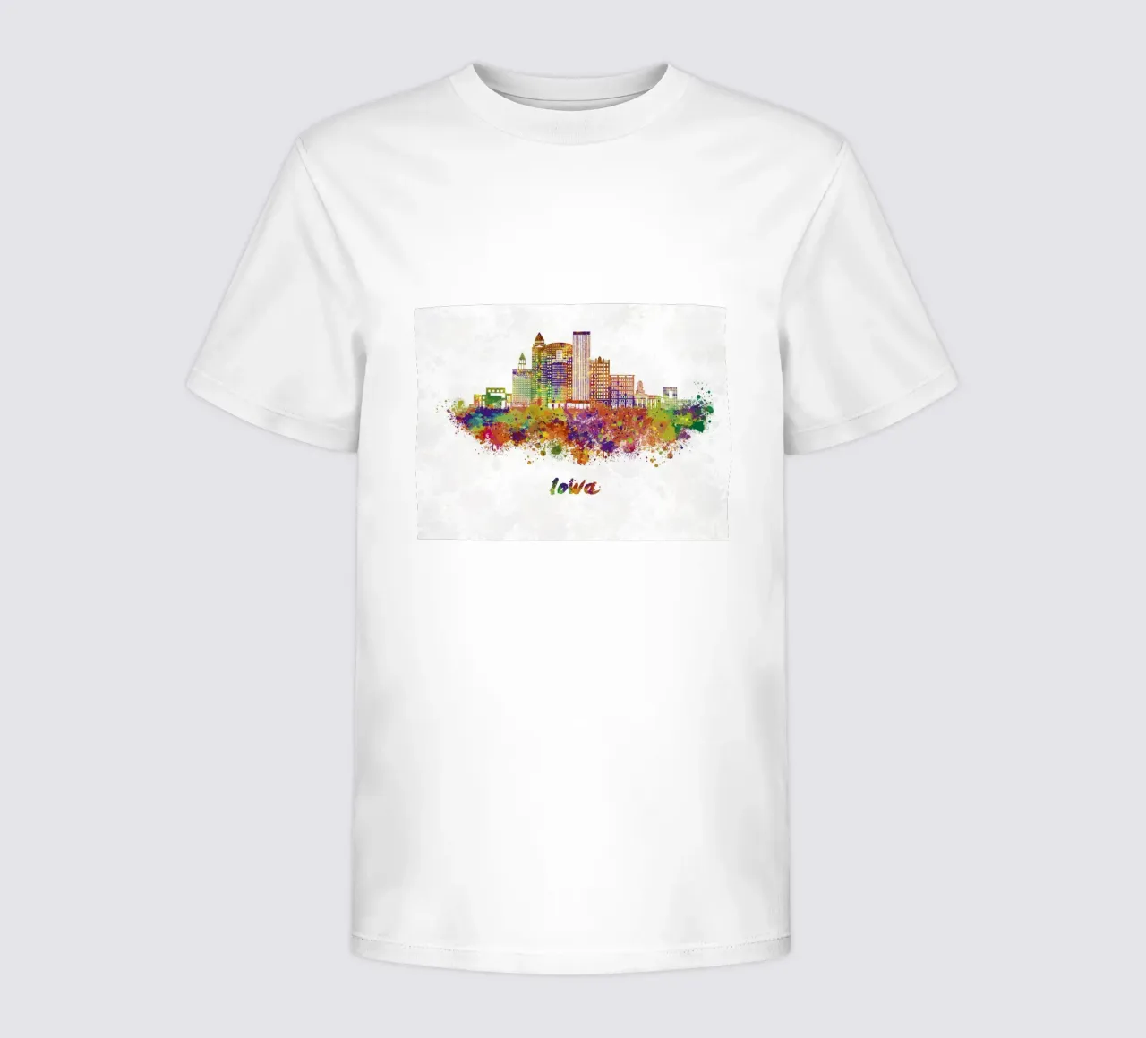 Iowa skyline in watercolor kids t-shirt by 🎁 ARTVI-SHOP