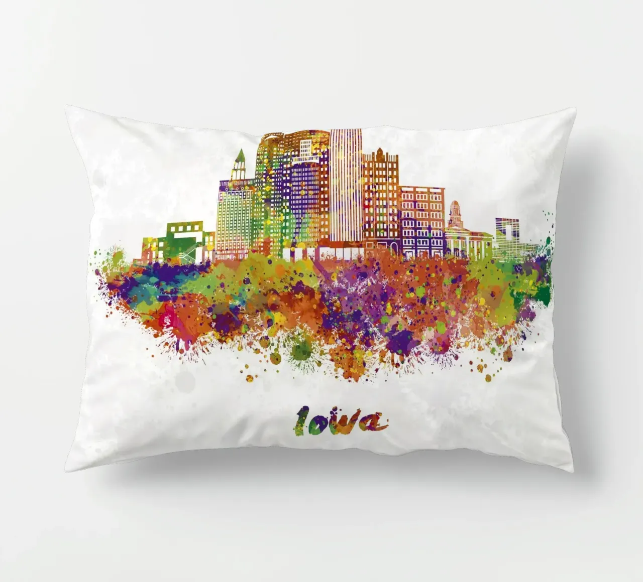 Skyline dell'Iowa ad acquerello cuscino da 🎁 ARTVI-SHOP