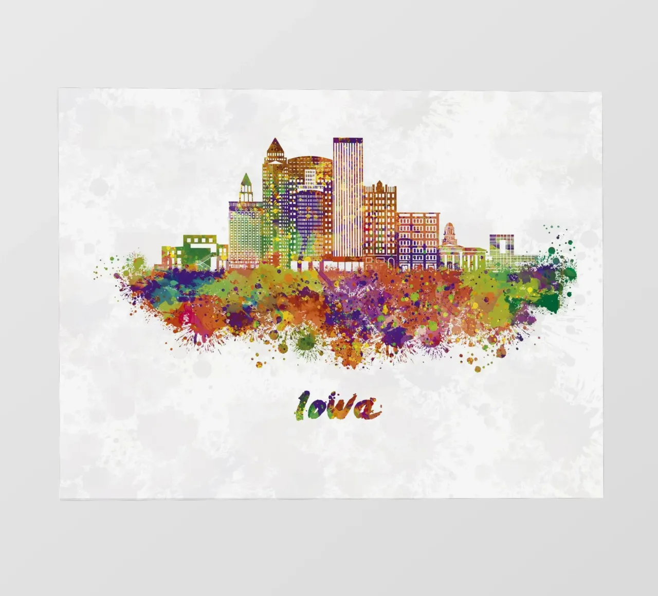 Iowa skyline in watercolor photo wallpaper by 🎁 ARTVI-SHOP