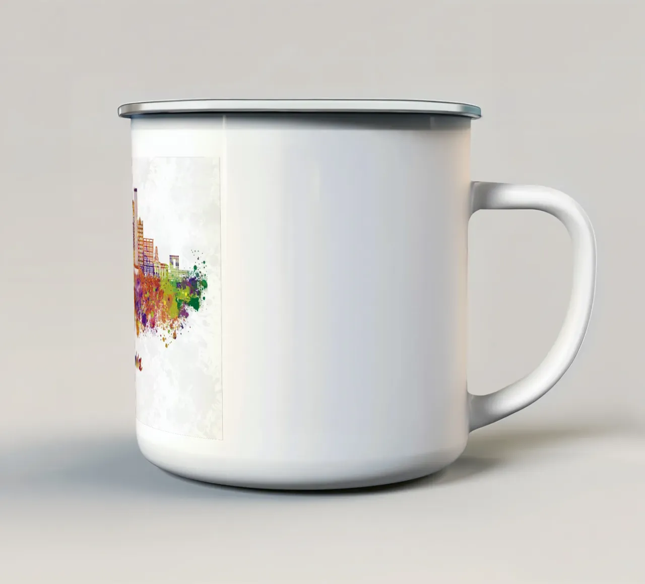 Skyline dell'Iowa ad acquerello tazza in smalto da ARTVI-SHOP