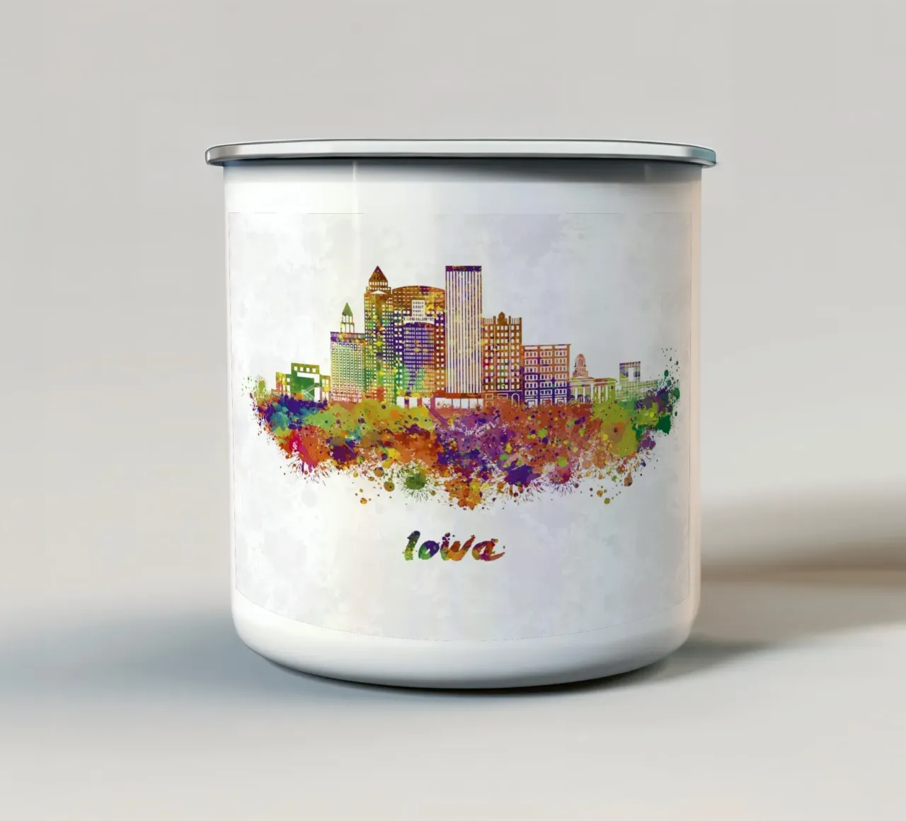 Skyline dell'Iowa ad acquerello tazza in smalto da ARTVI-SHOP