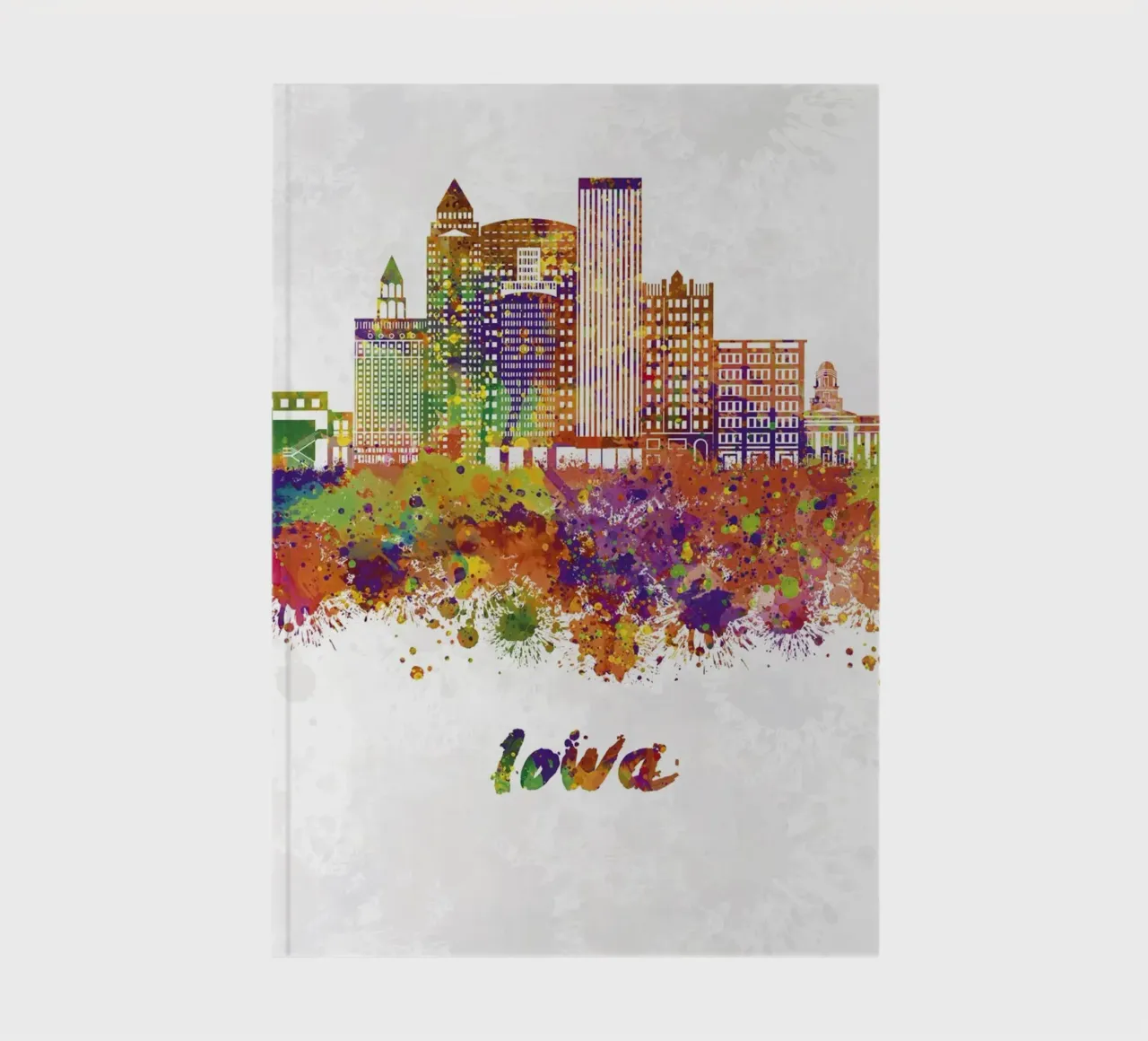 Iowa skyline in watercolor notebook by 🎁 ARTVI-SHOP