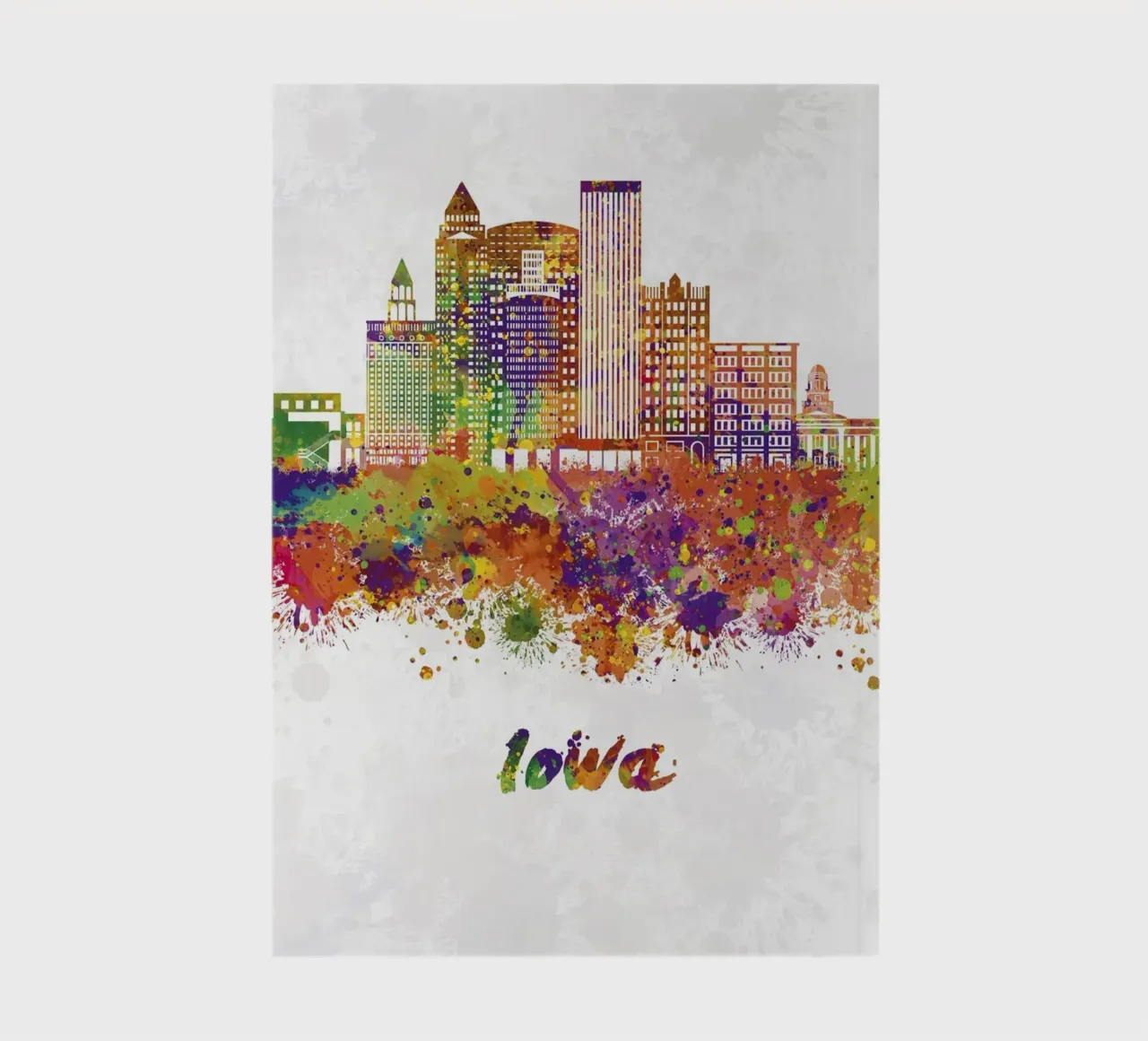 Iowa skyline in watercolor notebook by 🎁 ARTVI-SHOP
