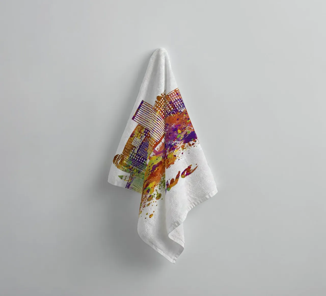 Iowa skyline in watercolor towel by 🎁 ARTVI-SHOP
