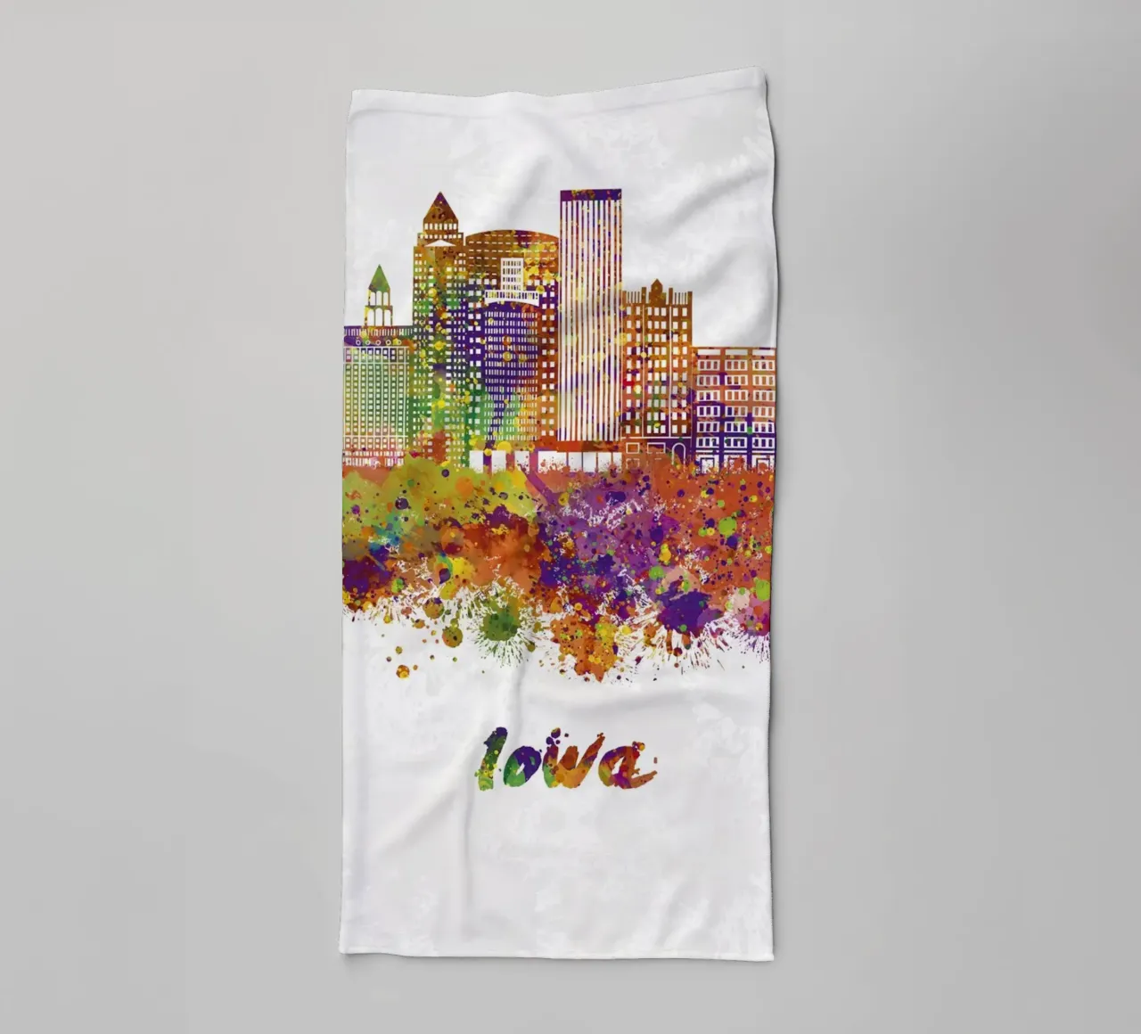 Iowa skyline in watercolor towel by 🎁 ARTVI-SHOP