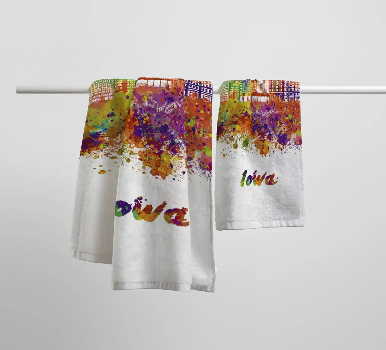 Iowa skyline in watercolor towel by 🎁 ARTVI-SHOP