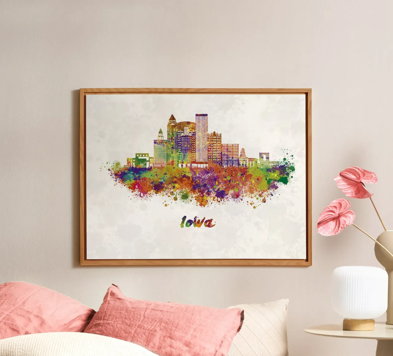 Iowa skyline in watercolor alu-dibond by 🎁 ARTVI-SHOP