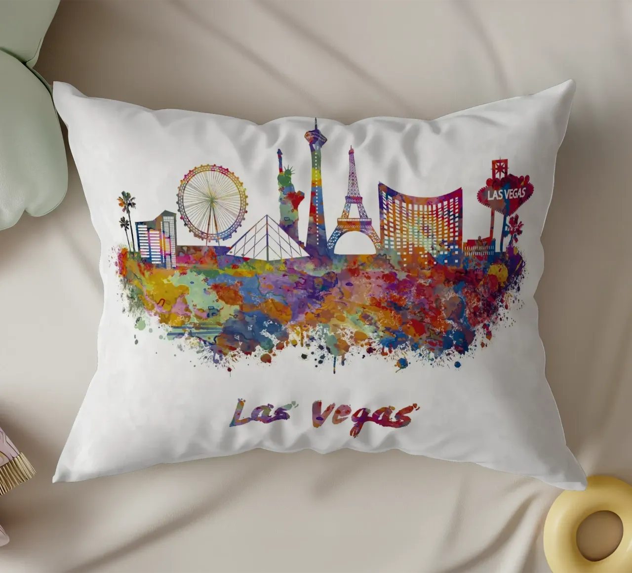 Lo skyline di Las Vegas in acquerello cuscino da ARTVI-SHOP