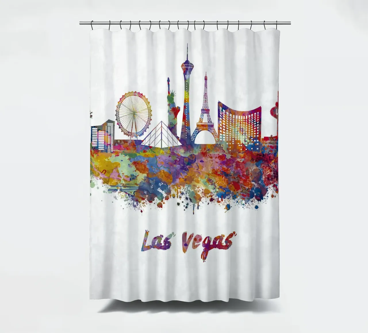 Lo skyline di Las Vegas in acquerello tenda da doccia da 🎁 ARTVI-SHOP