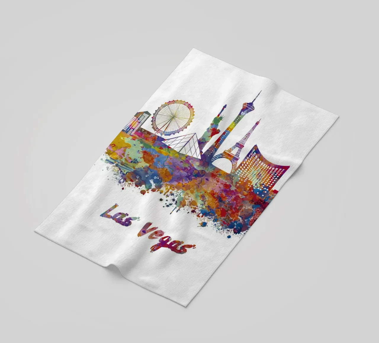 Lo skyline di Las Vegas in acquerello telo mare da ARTVI-SHOP