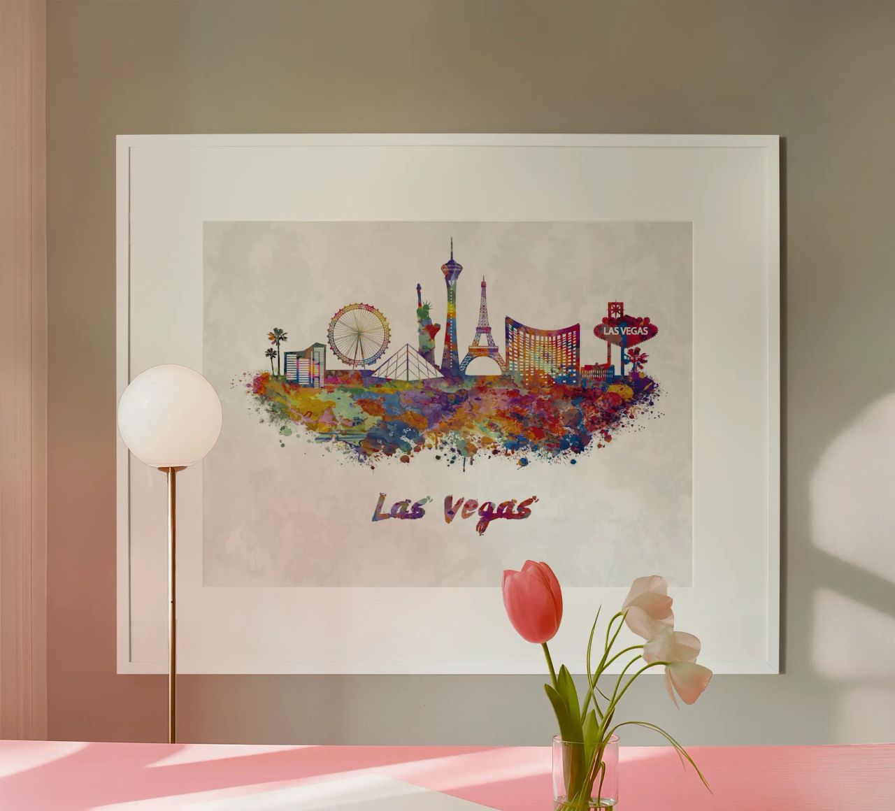 Las Vegas skyline in watercolor poster by ARTVI-SHOP