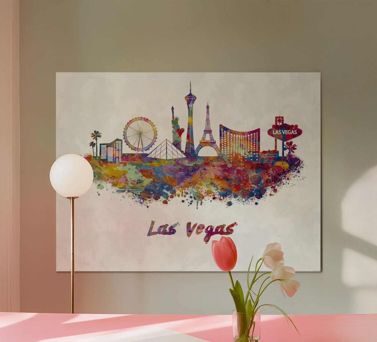 Las Vegas skyline in watercolor poster by ARTVI-SHOP