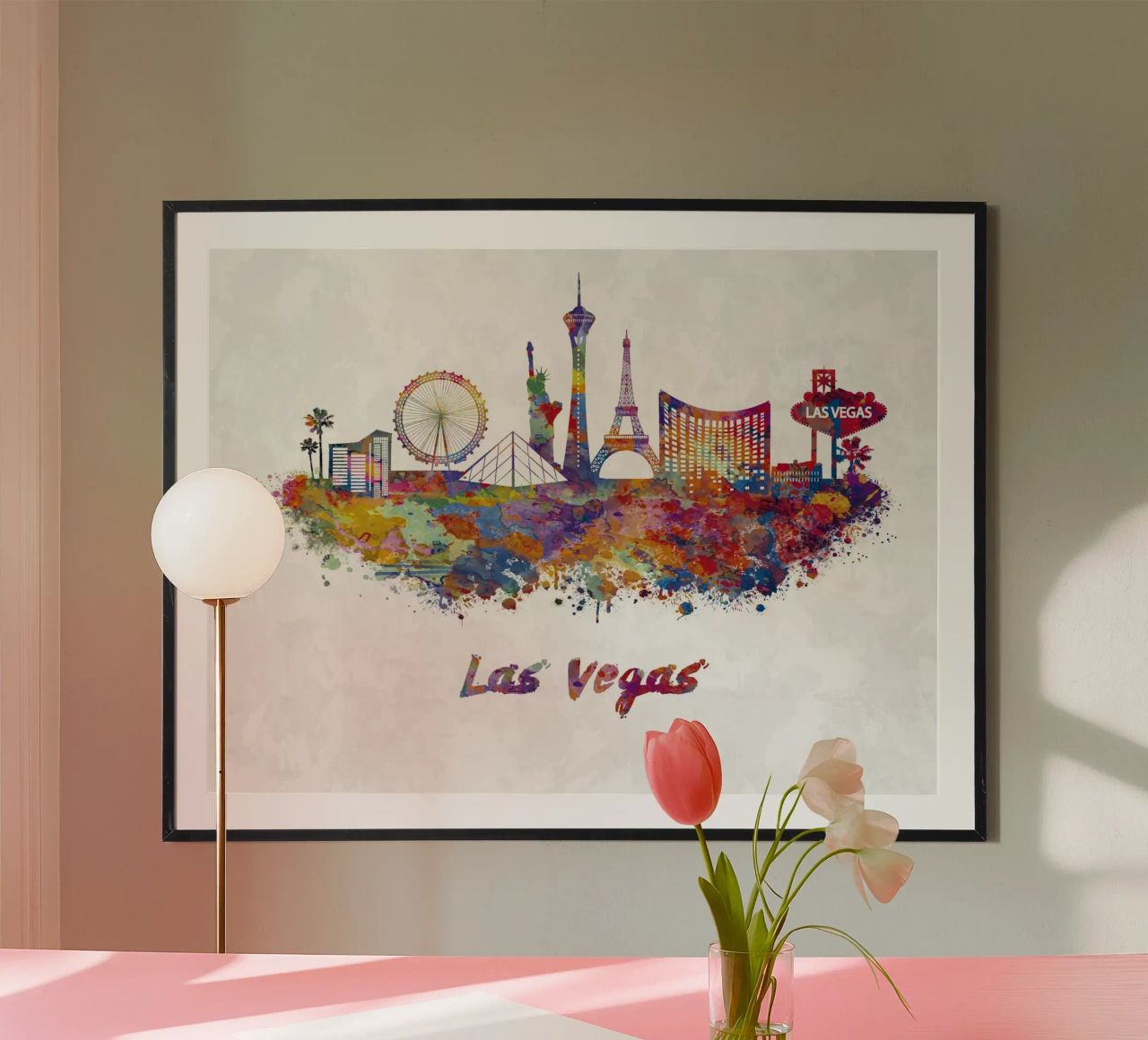 Las Vegas skyline in watercolor poster by ARTVI-SHOP