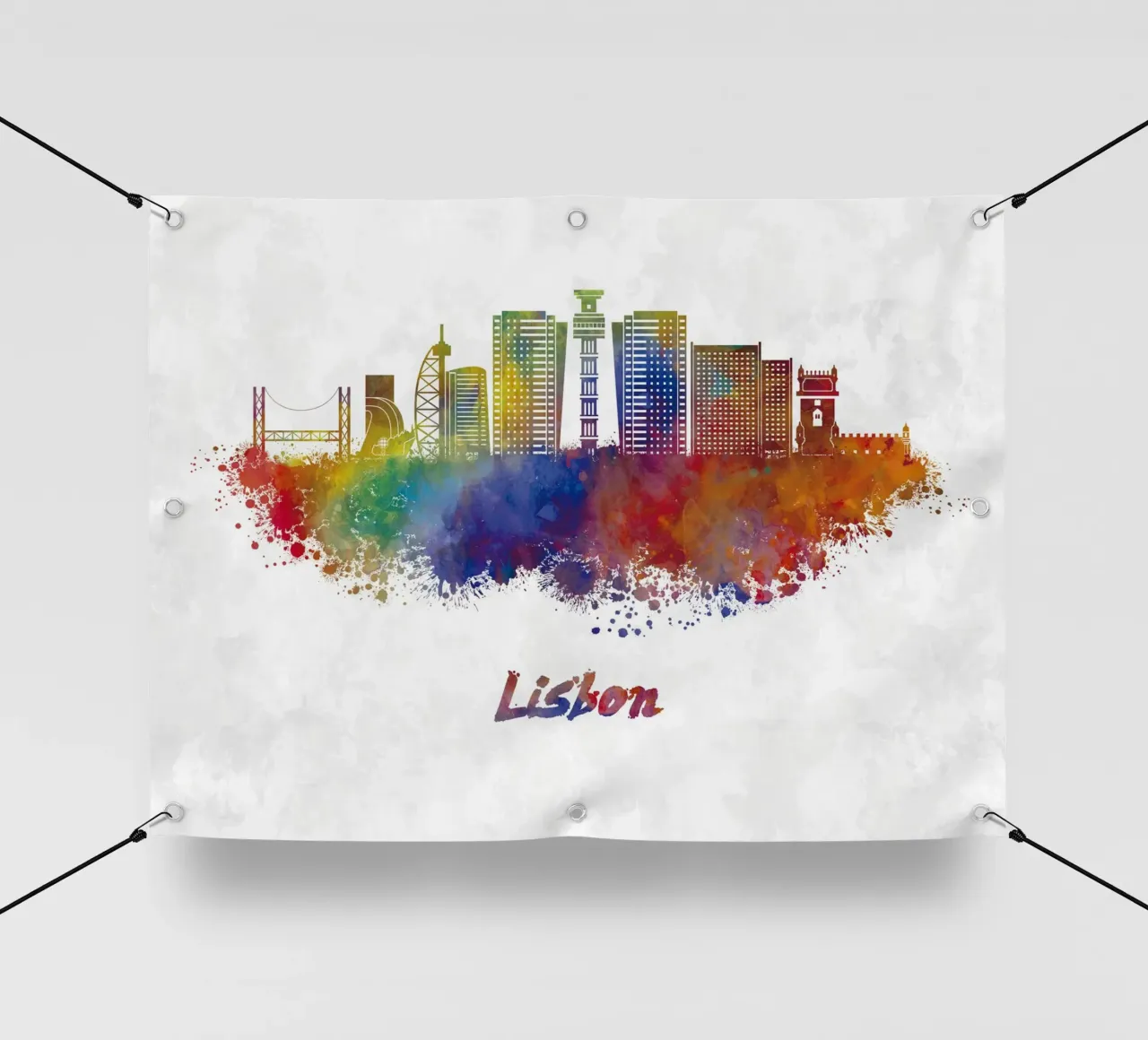 Lo skyline di Lisbona in acquerello telo in pvc da ARTVI-SHOP