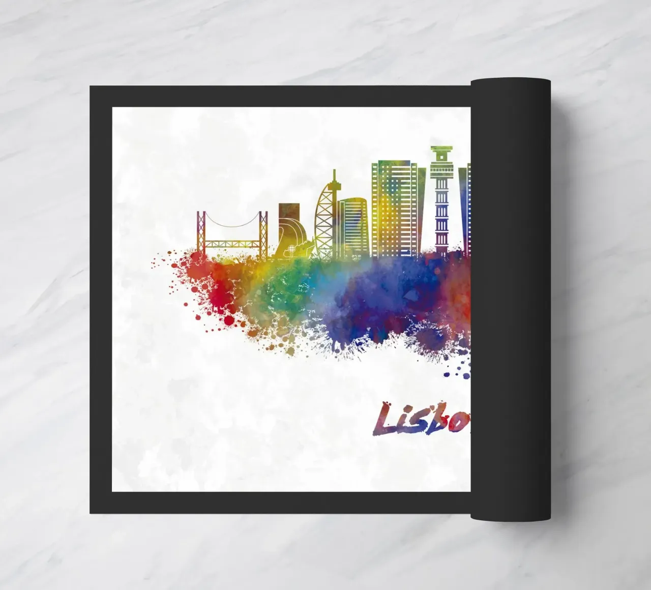 Lo skyline di Lisbona in acquerello zerbino da ARTVI-SHOP