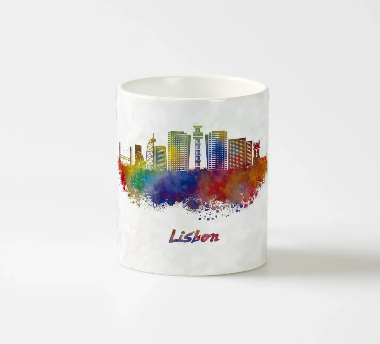 Lo skyline di Lisbona in acquerello tazza in ceramica da ARTVI-SHOP