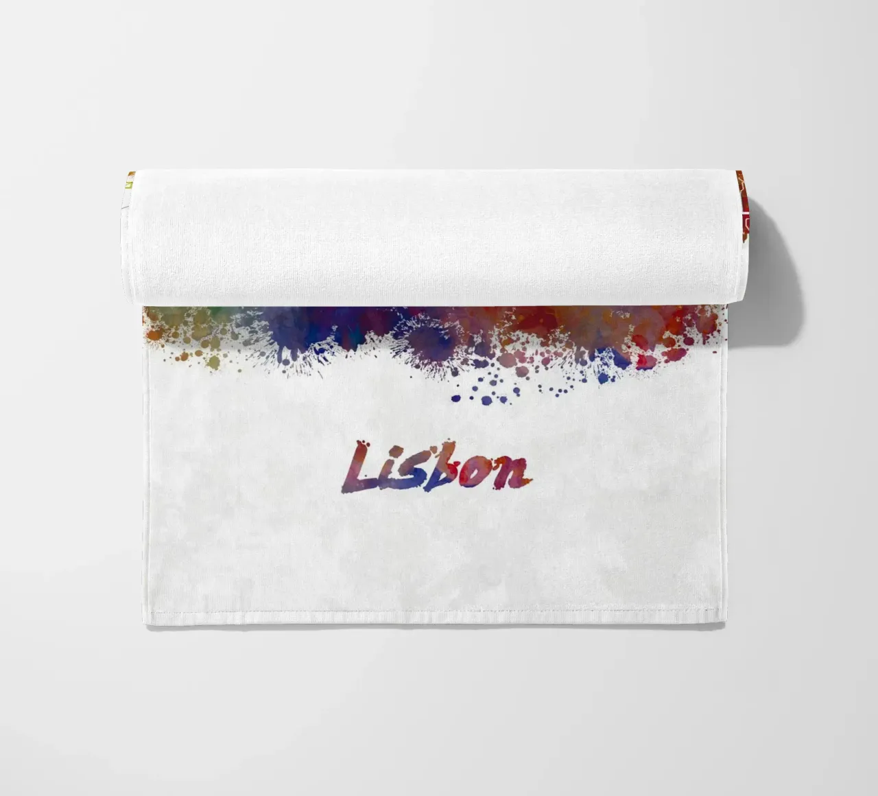 Lo skyline di Lisbona in acquerello telo mare da ARTVI-SHOP