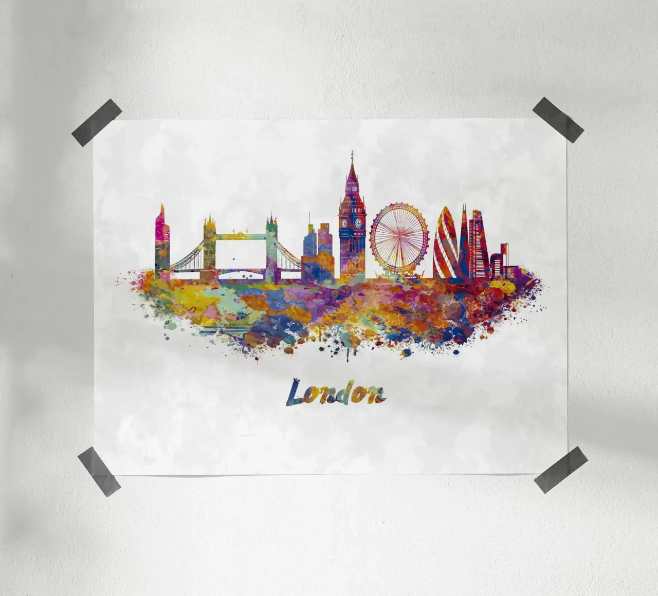 Lo skyline di Londra in acquerello poster da 🎁 ARTVI-SHOP