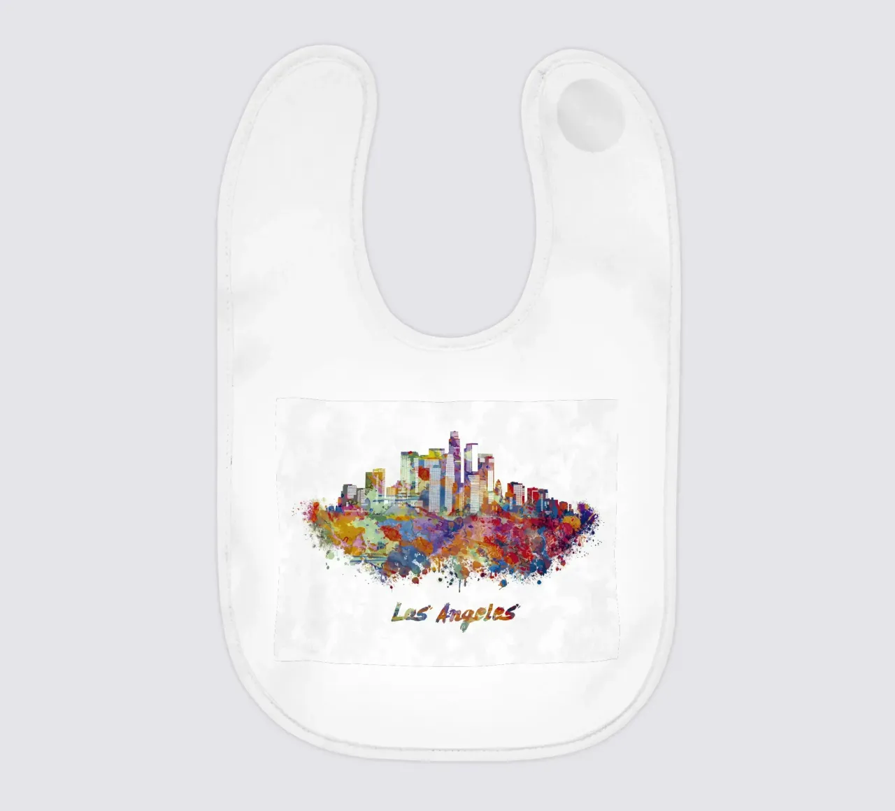 Lo skyline di Los Angeles in acquerello bavaglino da ARTVI-SHOP