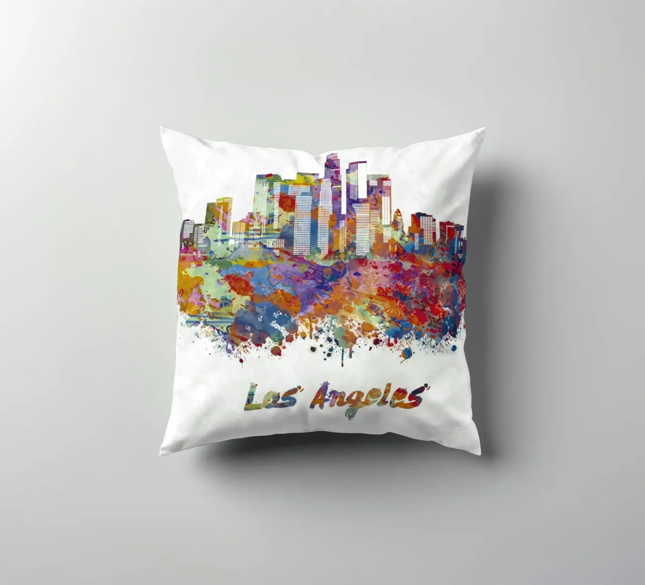 Lo skyline di Los Angeles in acquerello cuscino da ARTVI-SHOP
