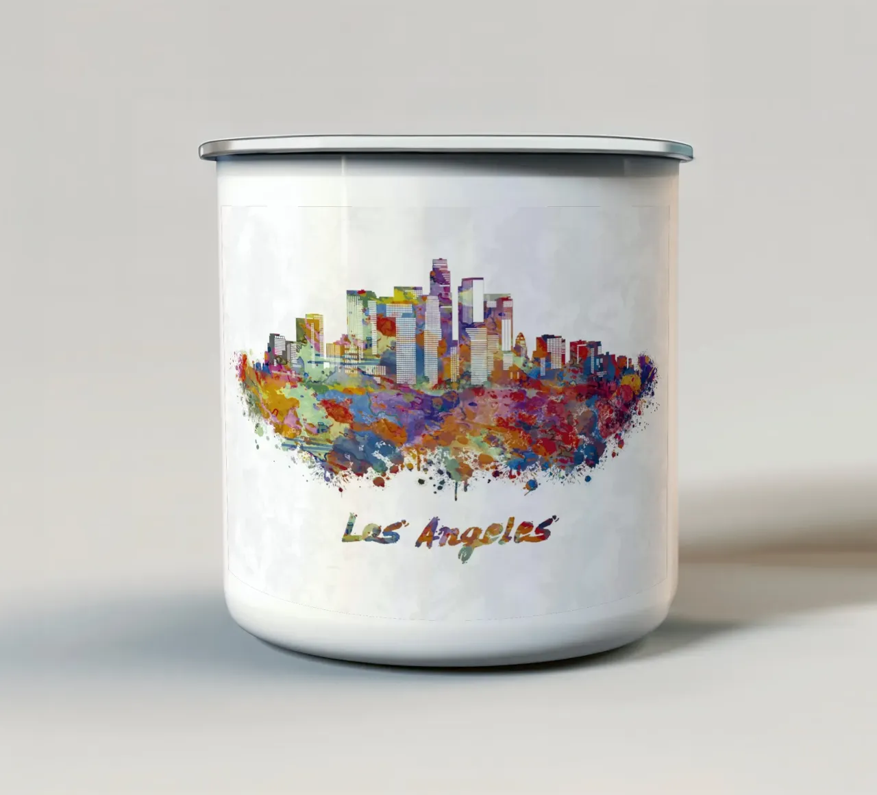 Lo skyline di Los Angeles in acquerello tazza in smalto da ARTVI-SHOP