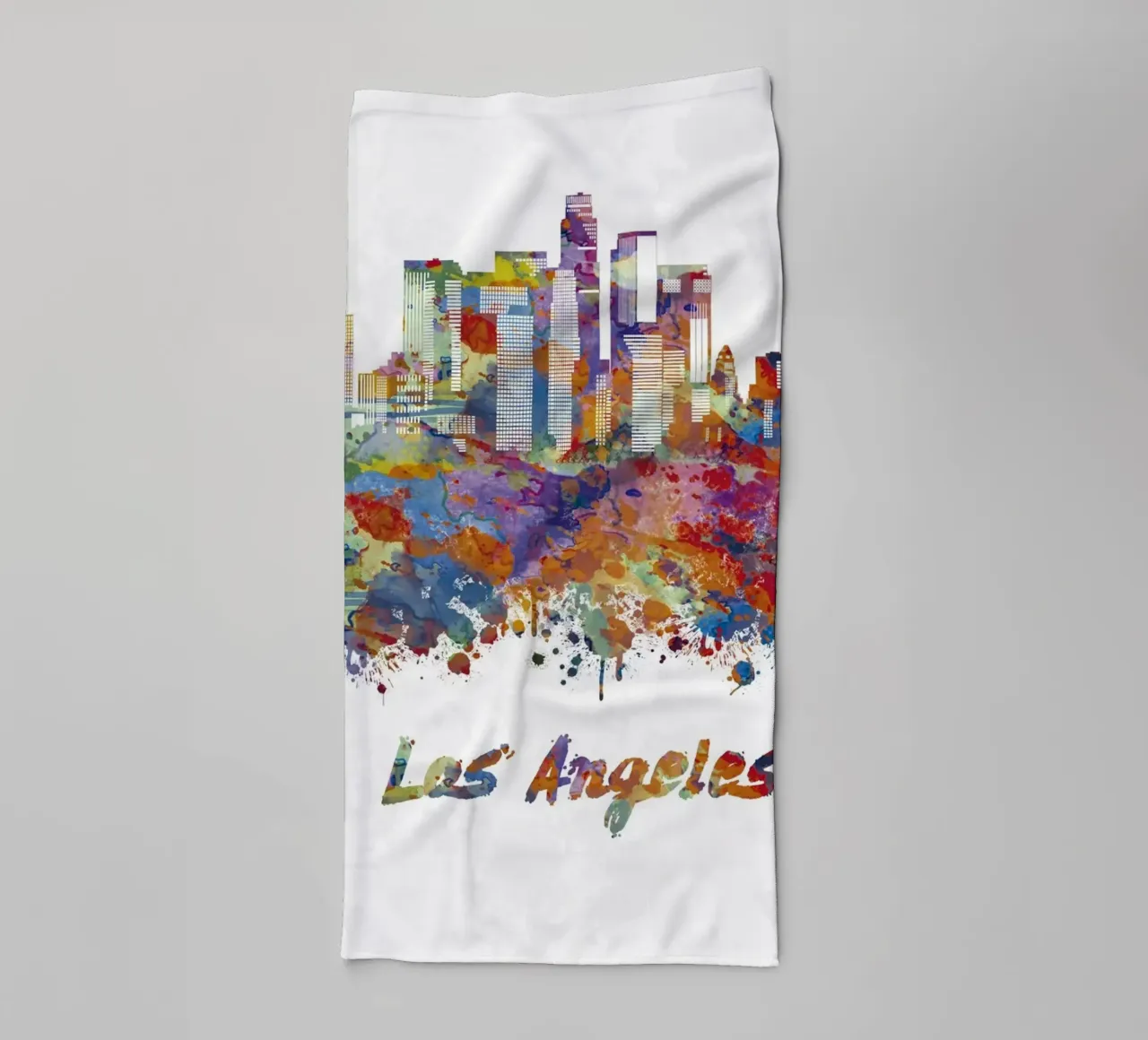 Lo skyline di Los Angeles in acquerello asciugamano da bagno da 🎁 ARTVI-SHOP