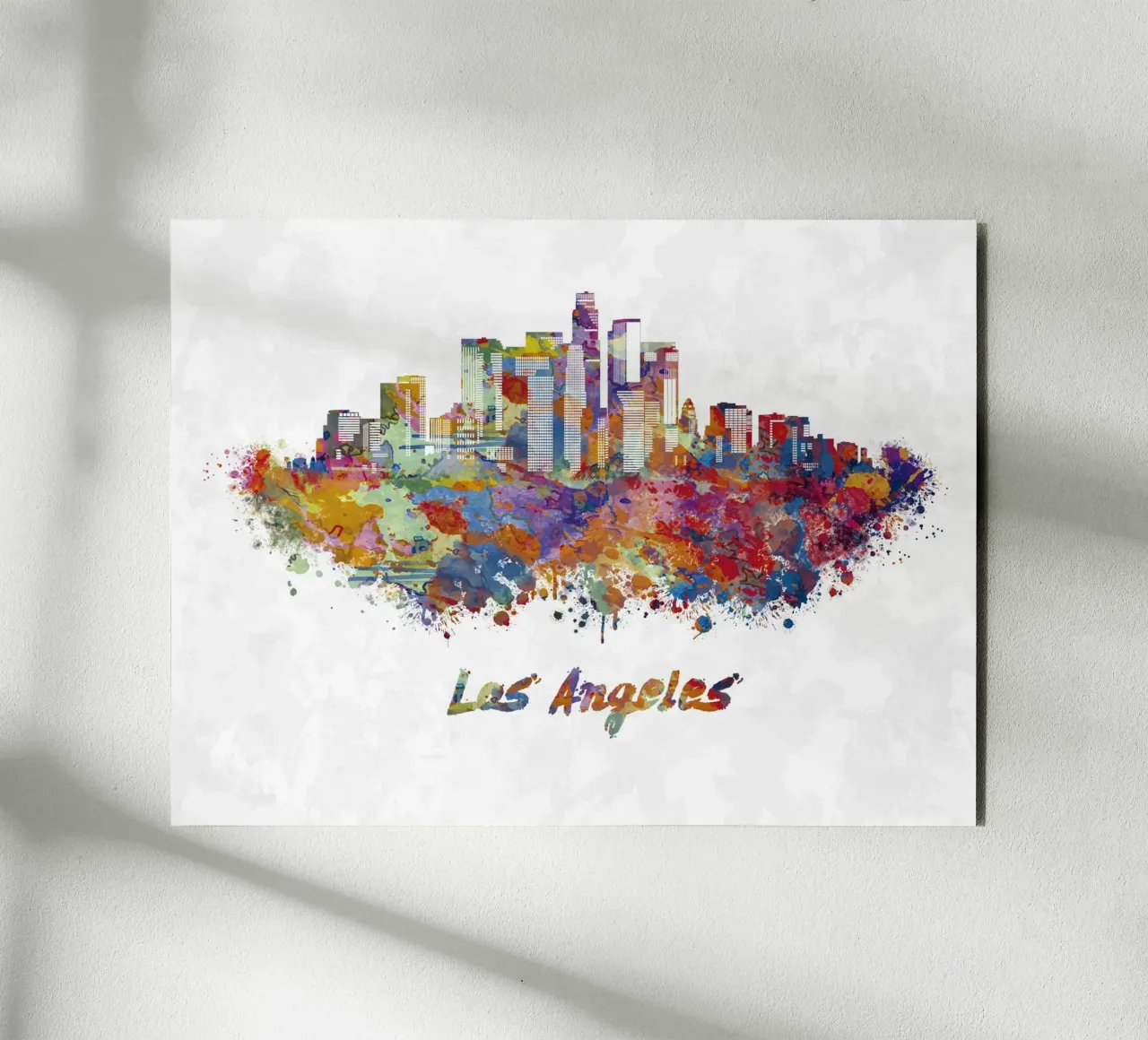 Lo skyline di Los Angeles in acquerello alluminio dibond da 🎁 ARTVI-SHOP