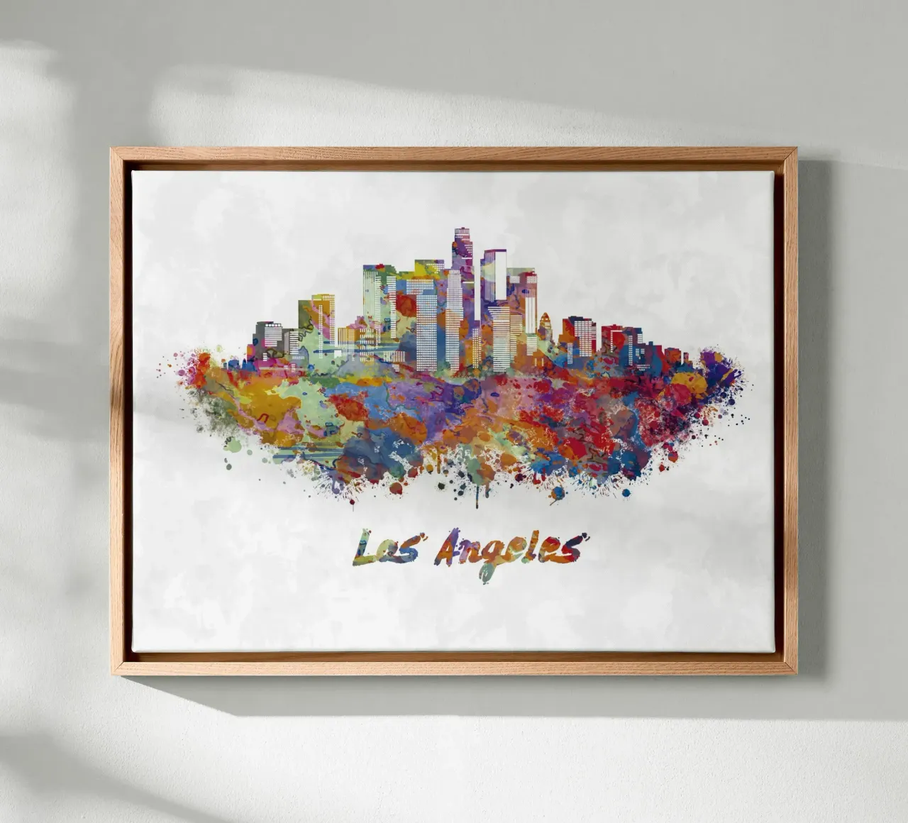Lo skyline di Los Angeles in acquerello tela con Cornice a cassetta da 🎁 ARTVI-SHOP
