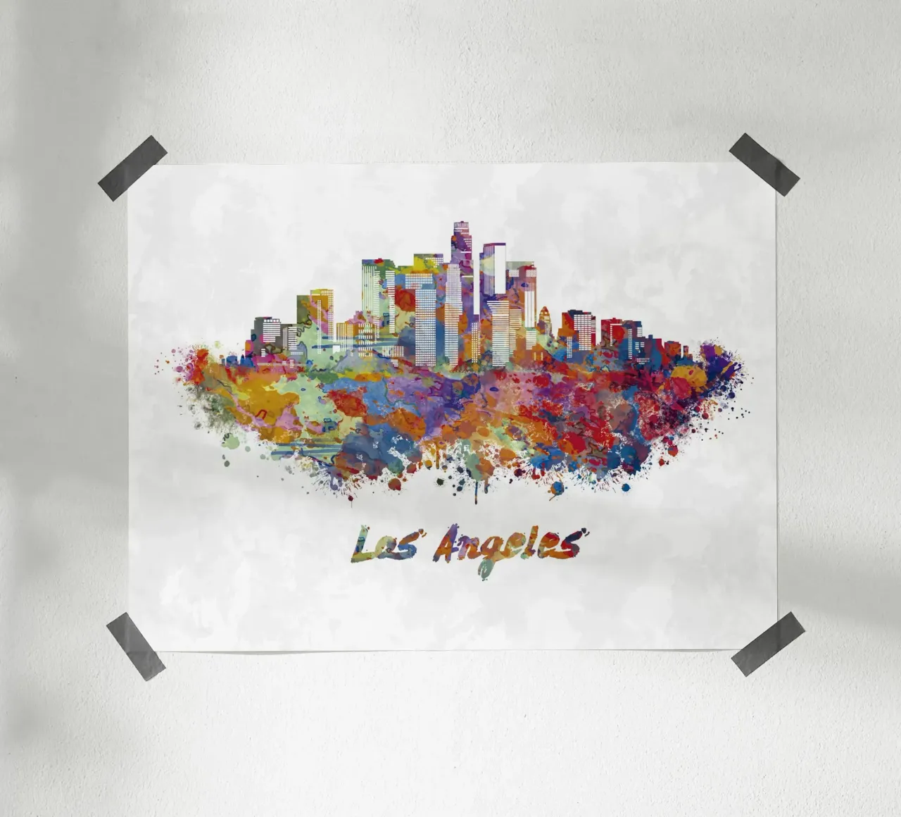 Lo skyline di Los Angeles in acquerello carta hahnemühle da ARTVI-SHOP